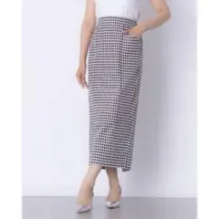 チェック柄タイトスカート　ギンガムチェック　ウエストゴム