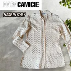 【イタリア製】ナラカミーチェ 全面カットワークレース シャツ ベージュ 1のサムネイル