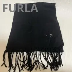 【美品】FURLA フルラ　ストール　マフラー　カシミヤ　ブラック
