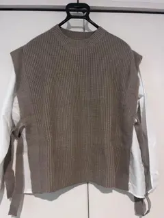 【美品】ニットベストドッキングブラウス