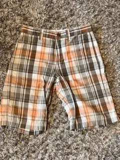 t*e様 UNIQLO オレンジとブラウンのチェック柄ハーフパンツ　size13