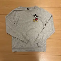 Disneyミッキーマウス刺繍グレー長袖トレーナー