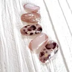 大人レオパードネイル/マグネットネイル/ミラーネイル/ネイルチップ