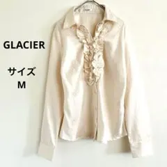GLACIER アイボリー フリル付きシャツ 長袖　サイズＭ
