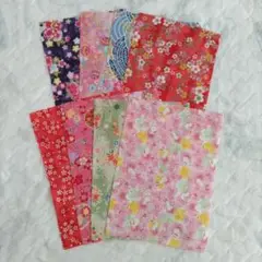 二越ちりめん　生地　8種類8枚セット　金彩　花柄　はぎれ　ハンドメイド