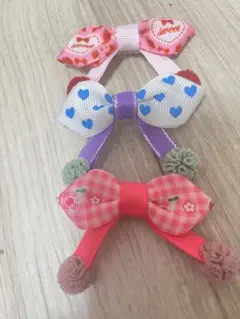 カラフルリボンヘアクリップセット
