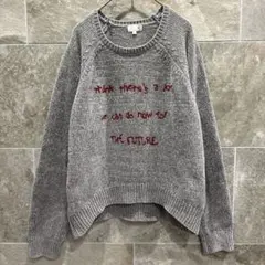 【LAKOLE】ラコレ ロゴ刺繍 モールニット セーター グレー F 1516