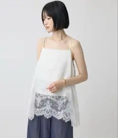 【今期美品】BABYLONE ヘムレースキャミソール　サテンキャミソール　柳橋唯のサムネイル