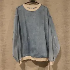 ZARA デニムブルー ダメージスウェット