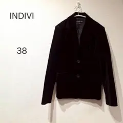1694＊インディヴィ INDIVI ブラック テーラードジャケット 38