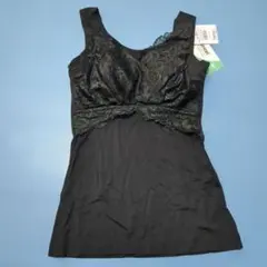 ブラデリス　レース付きブラキャミ　黒　M 素肌なめらか