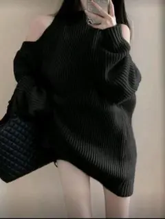 SHEIN 肩空き オーバーサイズ ルーズフィット ロングニットセーター 未使用