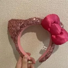 【即日発送可能】USJ ユニバ ハローキティ スパンコール リボン カチューシャ