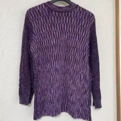 ★美品★里麻紫色 長袖ニットセーター 立体的テクスチャー