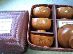 桂由美 JAPAN COLLECTION 木製椀 5客 漆器 籠付きのサムネイル