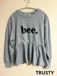 TRUSTYトラスティ　ペプラムトレーナーL ブルー　ロゴ入り