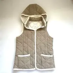 shuca フード付きキルティングベスト M ベージュ