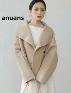 アニュアンス　スタンドネックショートリバーコート　ベージュ anuans】スタンドネックリバーショートコート｜Yahoo!フリマ（旧