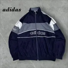 146]90sアディダス刺繍ロゴ フルジップ フリースジャケット ジャージ古着