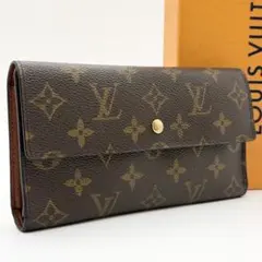 【良品】ルイヴィトン ポルトトレゾール インターナショナル モノグラム 財布 茶