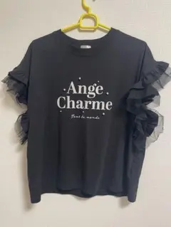 Ange Charme チュールフリル 半袖Tシャツ ブラック　辻希美コラボ　M