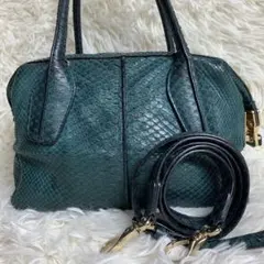 トッズ TOD'S ショルダーバッグ レザー ハンドバッグ パイソン グリーン