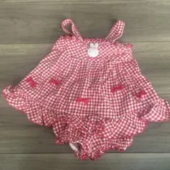 メゾピアノ 立体うさぎ 赤チェック セットアップ