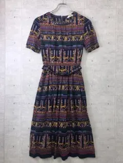 昭和レトロ LAPICA 古着 エキゾチック エジプト模様 シアーワンピース