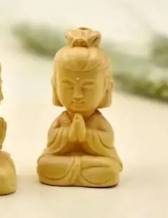 【ミニ ミニ女性観音仏像 置物 木彫り】仏様 大仏様 お守り 厄除けミニチュア