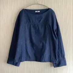 【UNIQLO U】ユニクロU ボートネックデニムブラウス／長袖シャツ サイズM