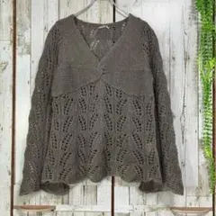 ☆インディスライフ☆ニット 薄手 Vネック フレアスリーブ 長袖 ウール モヘア