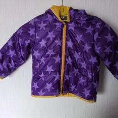 紫色星柄フード付きダウンコート 100cm