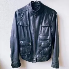 ライダースジャケット バナナリパブリック  本革 羊革 濃紺 XS