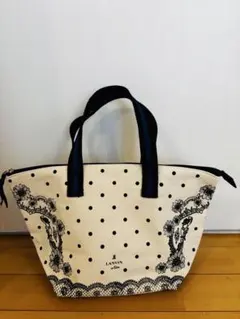 美品LANVIN en Bleuトートバッグ ドット柄　ファスナー付き