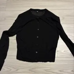 UNIQLO ブラック シアークルーネックショートカーディガン