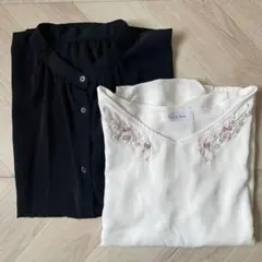 【美品】２点セットRew de Rew 刺繍入り半袖トップス&gu ブラウス