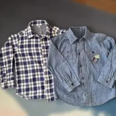 デニム長袖ボタンアップシャツ 120cm〜