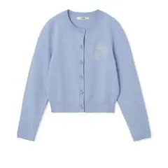 SNIDEL フラワーモチーフワンポイントカーディガン　ライトブルー