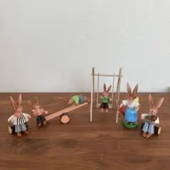 ドイツ エルツ ESCO うさぎの楽団 ザイフェン＊アンティーク 民芸品