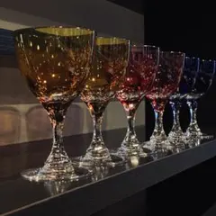 色付きワイングラス 黄2個 赤2個 紺2個 計6個