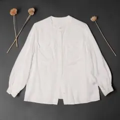 美品★近年★トゥモローランド★シアーリネンシャツ★ギャザースリーブ★長袖★白★夏のサムネイル
