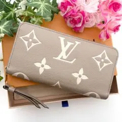 極美品 ルイヴィトン アンプラント ジッピーウォレット トゥルトレールグレージュ