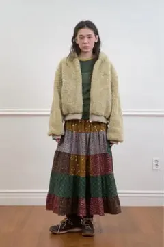 nocontentフード付きクリーム色ボアジャケット