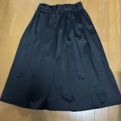 ZARA BASIC スカート フレア ギャザー ミディ丈 ウエストゴム黒 XS