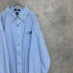 00s 長袖　ワークシャツ　企業　刺繍　メンズ　XL 綿　古着　US輸入　f2