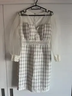 dazzy チェック柄 シースルー袖 ドレス