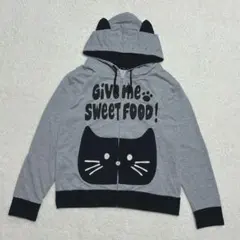 猫耳 フード ねこちゃん ポケット パーカー Sky bomber グレー L