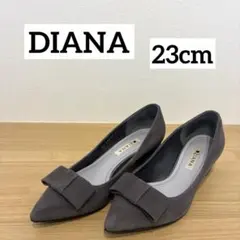 DIANA スエード調 リボン パンプス グレー　23cmのサムネイル