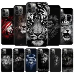 iPhoneケース スマホケース ソフト iPhone15pro 黒 ライオン