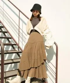 Snidel サイズ1 オリーブ色 プリーツフリルロングスカート